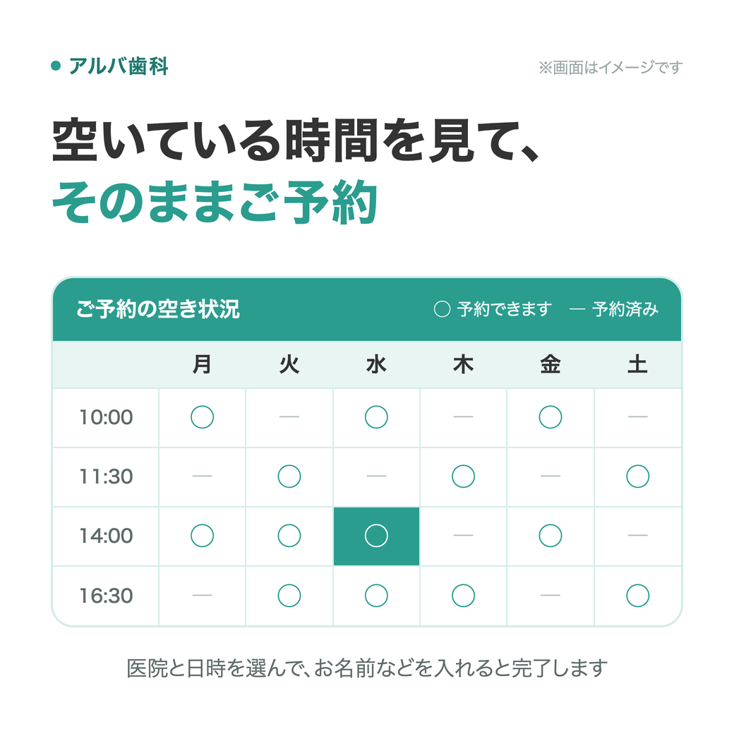 空いている時間を見てそのまま予約